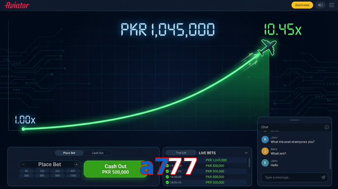 Main screen of A777 aviator page for PK players